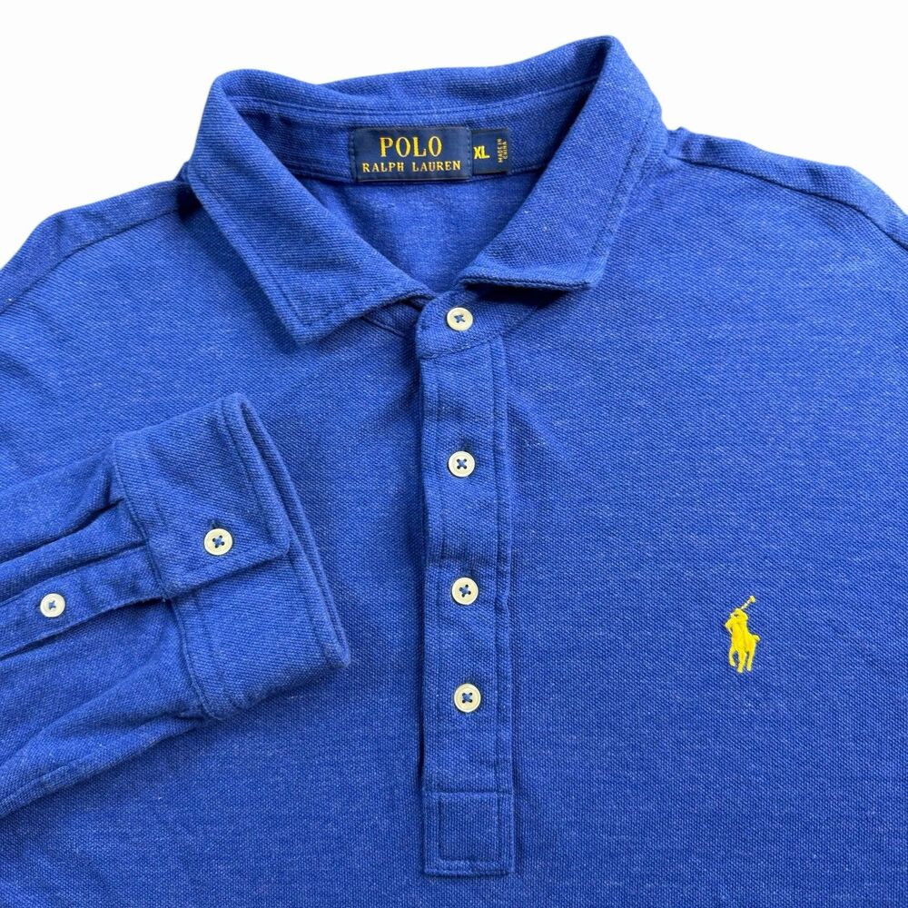 Polo Ralph Lauren Rugby Polo Men’s XL Blue Long Sleeve Pony Preppy Y2K